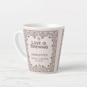 Whimsical Brown Love Is Brewing Bridal Shower Latte Mug