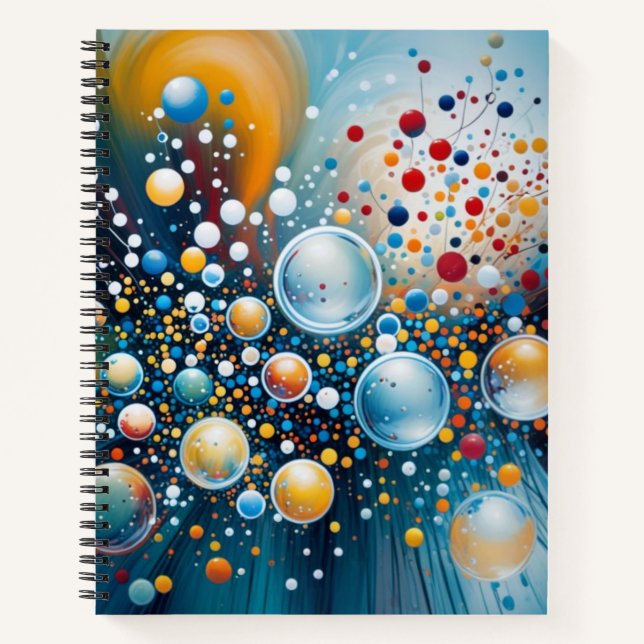 Whimsical Bubble Galaxy Abstract Art Notebook (Front)