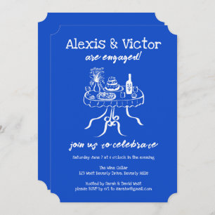 Whimsical Buffet DInner Custom Engagement Party Invitation