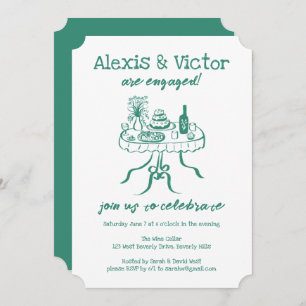 Whimsical Buffet DInner Custom Engagement Party Invitation