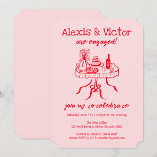 Whimsical Buffet DInner Custom Engagement Party Invitation