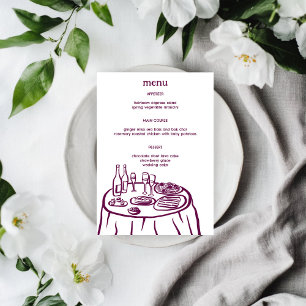Whimsical Buffet Table Doodle Sketch Modern CUSTOM Menu
