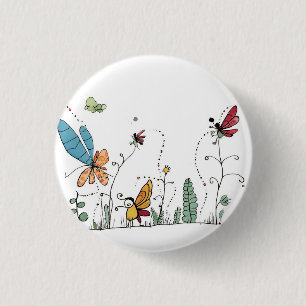 Whimsical bug badge, bug themed pin/badge/button 3 cm round badge