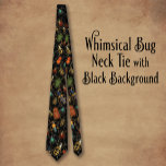 Whimsical Bug Neck Tie<br><div class="desc">Whimsical bug tie for the guy with a sense of fun! Black background with a variety of different bug illustrations.</div>
