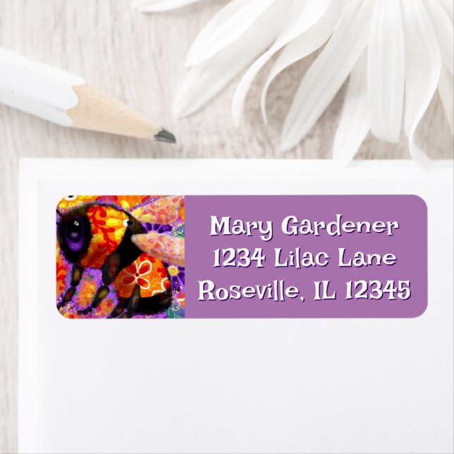 Whimsical Bumble Bee Floral Orange Red Yellow (Insitu)