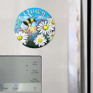 Whimsical Bumble Bee in Daisies Personalised Magnet