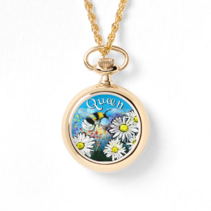 Whimsical Bumble Bee in Daisies Personalised Watch