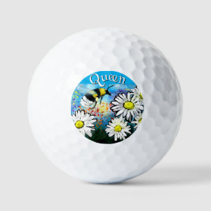 Whimsical Bumble Bee in Daisies Personalized Golf Balls