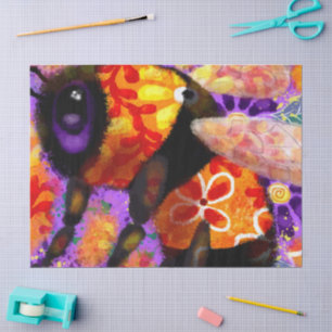 Whimsical Bumble Bee Purple Orange Decoupage Tissue Paper