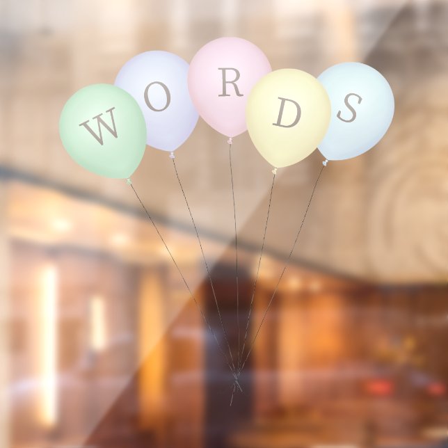 Whimsical Bunch of 5 Pastel Balloons Custom Text (Sheet 2)