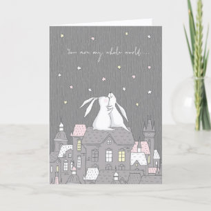 Whimsical Bunnies on Rooftop Partner Love Holiday Card