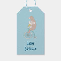 Whimsical Bunny and Bear Riding Together Birthday