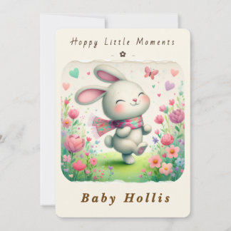 Whimsical Bunny Baby Shower Invitation Soft Floral