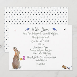 Whimsical bunny baby-shower: invitations