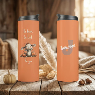 Whimsical Bunny Be Kind Be You Monogram Thermal Tumbler