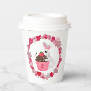Whimsical Bunny, Bee & Strawberry Cupcake Birthday Paper Cups