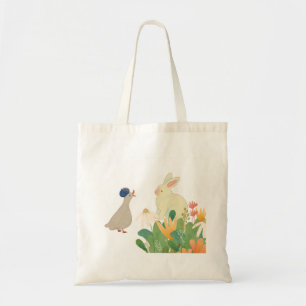 Whimsical Bunny & Bird in Bloom – Cute Spring Fore Tote Bag
