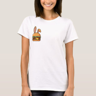 Whimsical Bunny Burger Illustration with Playful T-Shirt