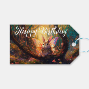 Whimsical bunny enchanted forest Happy Birthday Gift Tags