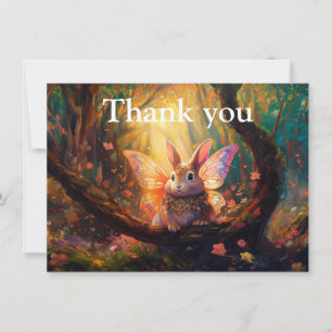 Whimsical bunny enchanted forest thank you card