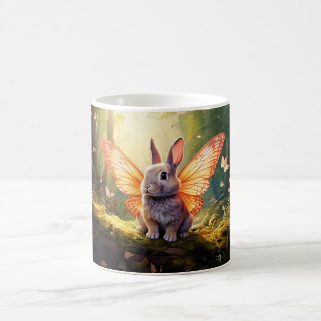 Whimsical bunny in an enchanted forest coffee mug (Center)