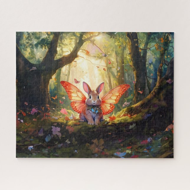 Whimsical bunny in an enchanted forest jigsaw puzzle (Horizontal)
