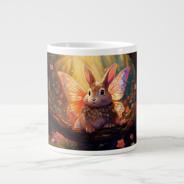Whimsical bunny in an enchanted forest large coffee mug (Front)