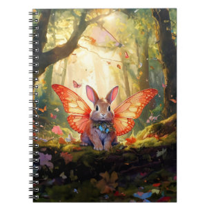 Whimsical bunny in an enchanted forest notebook