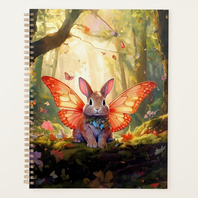 Whimsical bunny in an enchanted forest planner (Front)