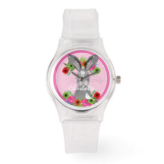 Whimsical Bunny Rabbit Cute Personalised Watch