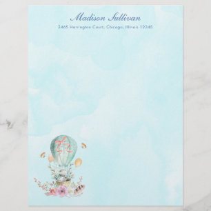Whimsical Bunny Riding in a Hot Air Balloon