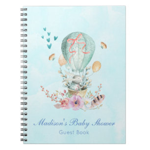 Whimsical Bunny Riding in a Hot Air Balloon Spiral Notebook