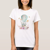 Whimsical Bunny Riding in a Hot Air Balloon