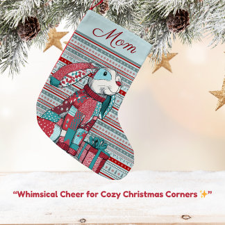 Whimsical Bunny Small Christmas Stocking