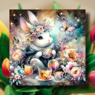Whimsical Bunny Tea Party Delight Easter Holiday Card