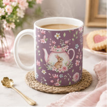 Whimsical Bunny Teapot Floral Spring