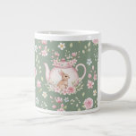 Whimsical Bunny Teapot Floral Spring  Large Coffee Mug<br><div class="desc">Whimsical Bunny Teapot Floral Spring Giant Coffee Mug. This design features a delightful whimsical bunny nestled within a pink teapot, surrounded by spring blossoms and green foliage. This floral pattern brings a touch of spring magic to your everyday sips. Perfect for tea, coffee, or hot cocoa, it makes a delightful...</div>