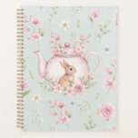 Whimsical Bunny Teapot Floral Spring Notebook Planner<br><div class="desc">Whimsical Bunny Teapot Floral Spring Notebook. This design features a delightful whimsical bunny nestled within a pink teapot,  surrounded by spring blossoms and green foliage. Perfect for journaling,  school,  work,  or as a thoughtful gift.</div>
