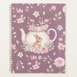 Whimsical Bunny Teapot Floral Spring Notebook Planner<br><div class="desc">Whimsical Bunny Teapot Floral Spring Notebook. This design features a delightful whimsical bunny nestled within a pink teapot,  surrounded by spring blossoms and green foliage. Perfect for journaling,  school,  work,  or as a thoughtful gift.</div>