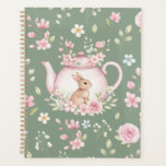 Whimsical Bunny Teapot Floral Spring Notebook Planner<br><div class="desc">Whimsical Bunny Teapot Floral Spring Notebook. This design features a delightful whimsical bunny nestled within a pink teapot,  surrounded by spring blossoms and green foliage. Perfect for journaling,  school,  work,  or as a thoughtful gift.</div>