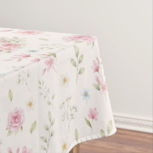 Whimsical Bunny Teapot Spring Floral Pattern Tablecloth