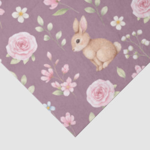 Whimsical Bunny Teapot Spring Floral Pattern Tissue Paper