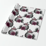 Whimsical Burgundy Floral Skulls Gothic Wedding Wrapping Paper<br><div class="desc">Whimsical gothic burgundy floral skulls wedding wrapping paper.</div>