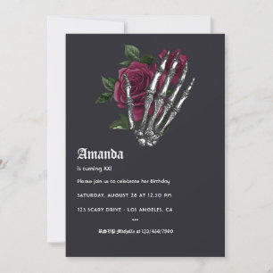 Whimsical Burgundy Halloween Birthday Party Invitation