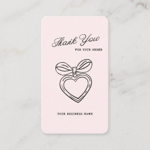 Whimsical Business Thank You Script Heart Bow Logo Card