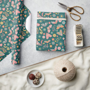 Whimsical Butterflies and Floral Pattern Wrapping Paper