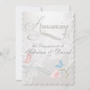 Whimsical Butterflies and Lace Engagement Announcement