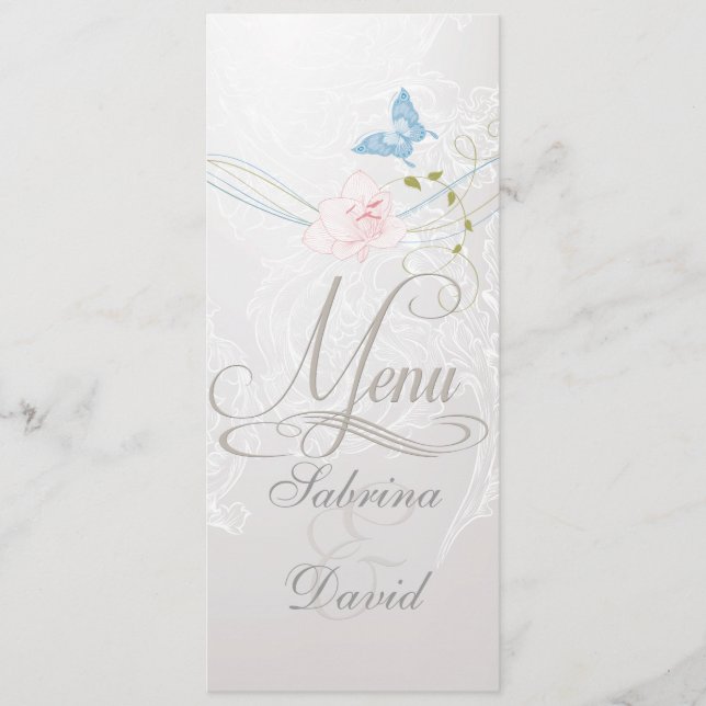 Whimsical Butterflies and Lace Menu (Front)
