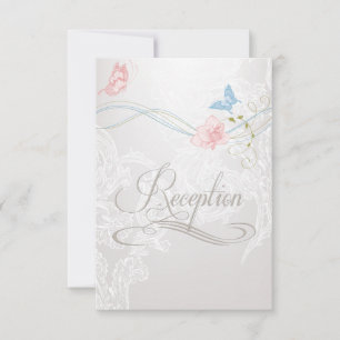 Whimsical Butterflies and Lace Reception Invite