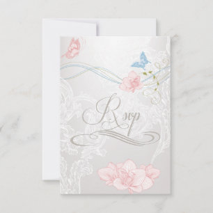Whimsical Butterflies and Lace RSVP Card